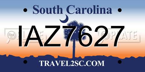 IAZ7627 South Carolina License Plate