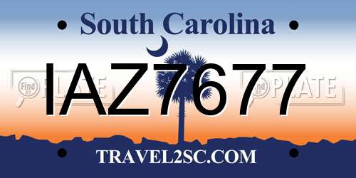 IAZ7677 South Carolina License Plate
