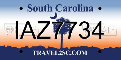 IAZ7734 South Carolina License Plate