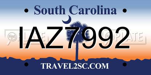 IAZ7992 South Carolina License Plate