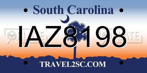 IAZ8198 South Carolina License Plate