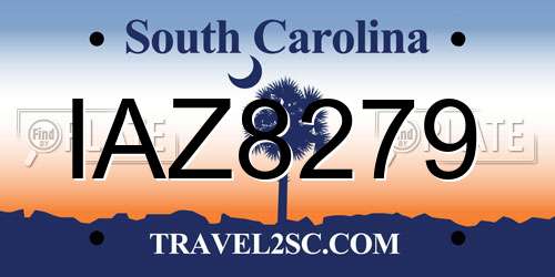 IAZ8279 South Carolina License Plate