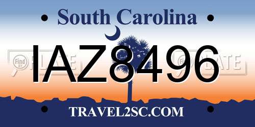 IAZ8496 South Carolina License Plate