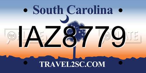 IAZ8779 South Carolina License Plate