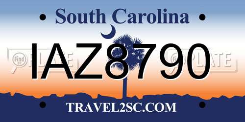 IAZ8790 South Carolina License Plate