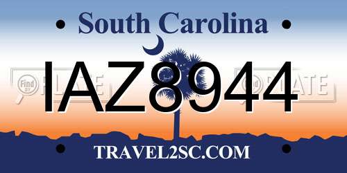 IAZ8944 South Carolina License Plate