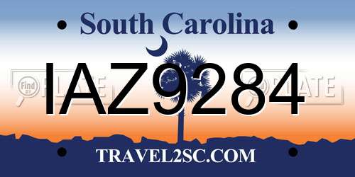 IAZ9284 South Carolina License Plate