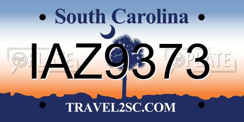 IAZ9373 South Carolina License Plate