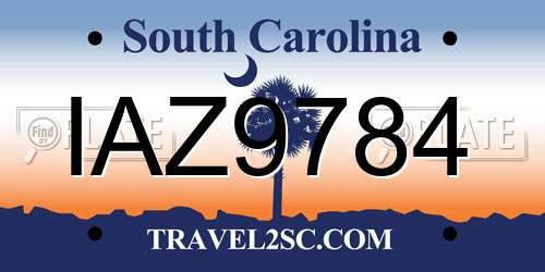 IAZ9784 South Carolina License Plate