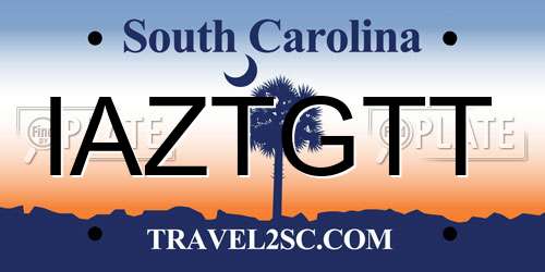 IAZTGTT South Carolina License Plate