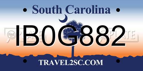 IB0G882 South Carolina License Plate