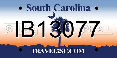 IB13077 South Carolina License Plate