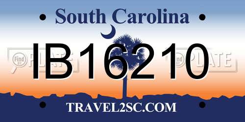 IB16210 South Carolina License Plate