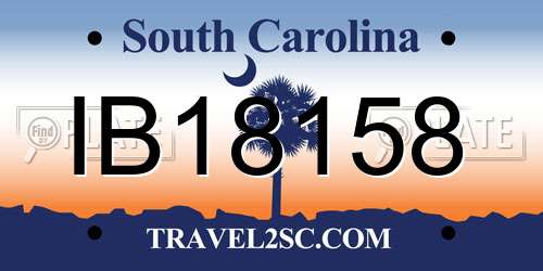 IB18158 South Carolina License Plate