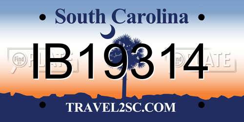 IB19314 South Carolina License Plate