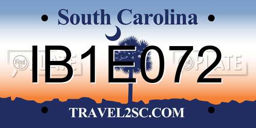 IB1E072 South Carolina License Plate