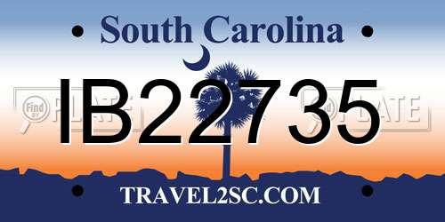 IB22735 South Carolina License Plate