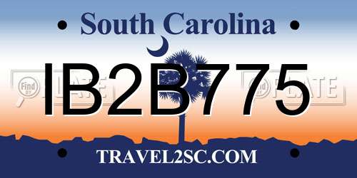 IB2B775 South Carolina License Plate