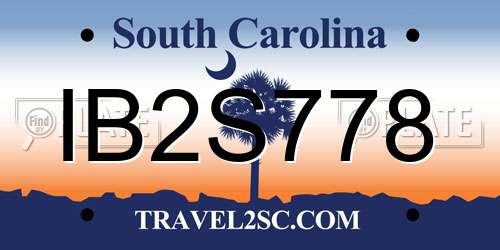 IB2S778 South Carolina License Plate