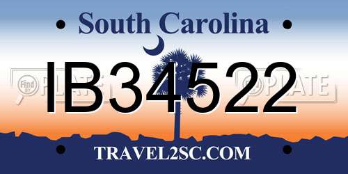 IB34522 South Carolina License Plate
