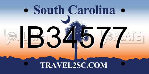 IB34577 South Carolina License Plate