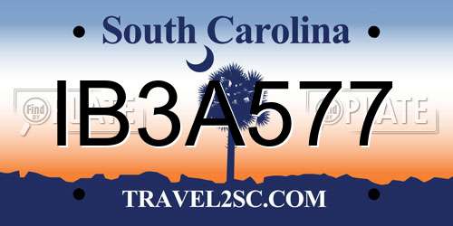 IB3A577 South Carolina License Plate