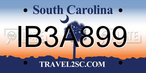 IB3A899 South Carolina License Plate