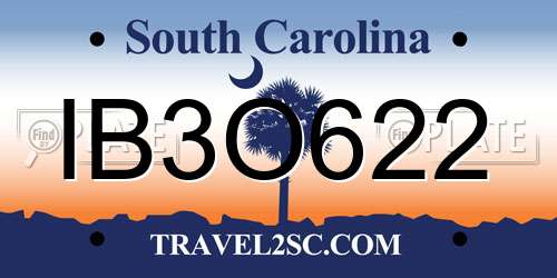 IB3O622 South Carolina License Plate