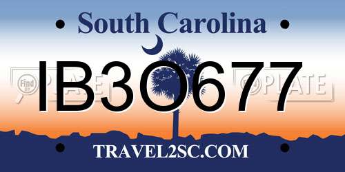 IB3O677 South Carolina License Plate