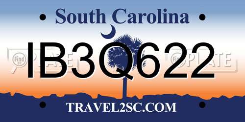 IB3Q622 South Carolina License Plate