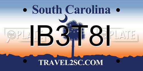 IB3T8I South Carolina License Plate