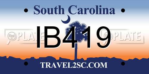 IB419 South Carolina License Plate