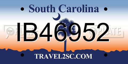 IB46952 South Carolina License Plate