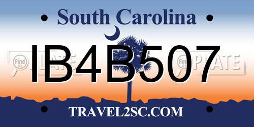 IB4B507 South Carolina License Plate