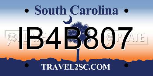 IB4B807 South Carolina License Plate