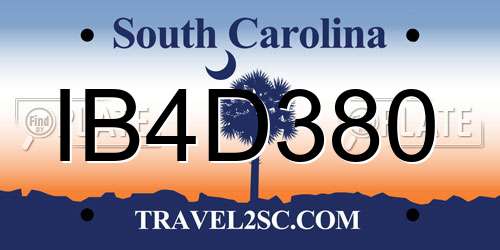 IB4D380 South Carolina License Plate