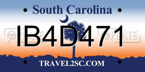 IB4D471 South Carolina License Plate