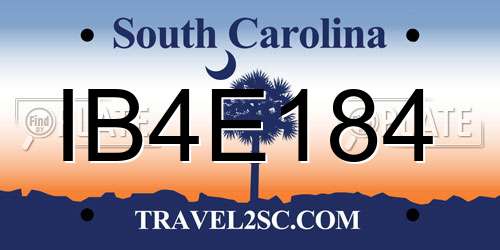 IB4E184 South Carolina License Plate