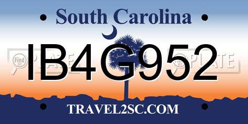 IB4G952 South Carolina License Plate