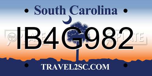 IB4G982 South Carolina License Plate