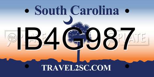 IB4G987 South Carolina License Plate