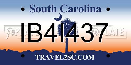 IB4I437 South Carolina License Plate