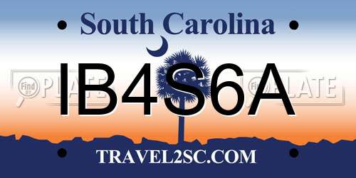 IB4S6A South Carolina License Plate