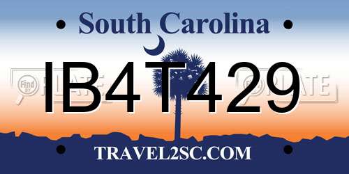 IB4T429 South Carolina License Plate