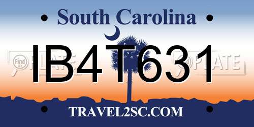IB4T631 South Carolina License Plate