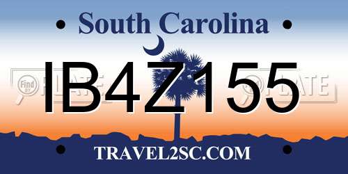 IB4Z155 South Carolina License Plate