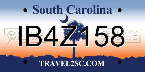 IB4Z158 South Carolina License Plate