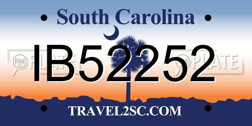 IB52252 South Carolina License Plate