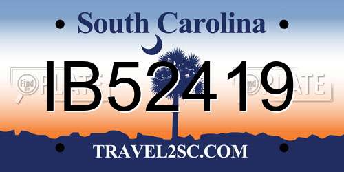 IB52419 South Carolina License Plate