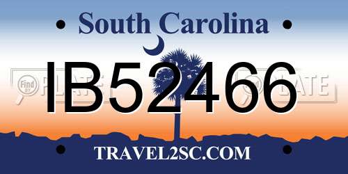 IB52466 South Carolina License Plate